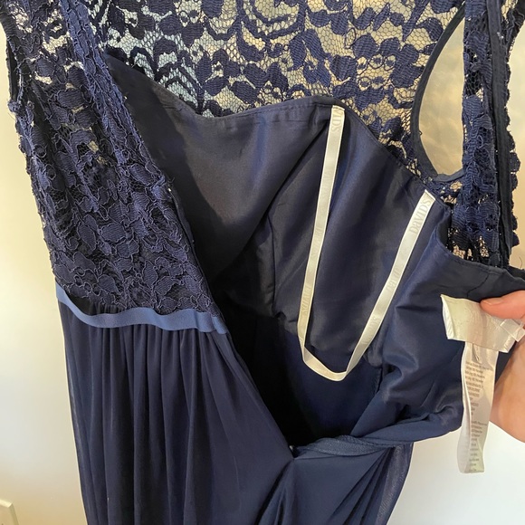Navy Lace Bodice Full Length Bridesmaid Dress - Picture 9 of 11